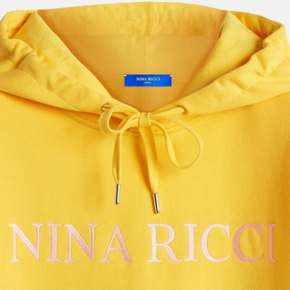 Nina Ricci embroidered logo drawstring hoodie in yellow - XS - Picture 2 of 4